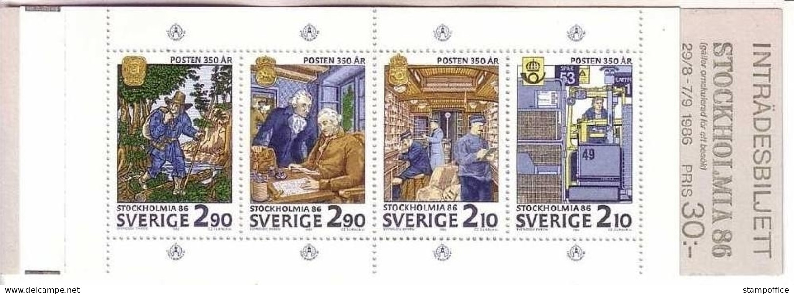 SCHWEDEN MH 116 POSTFRISCH(MINT) STOCKHOLMIA '86 - 350 JAHRE SCHWEDISCHE POST - 1981-..