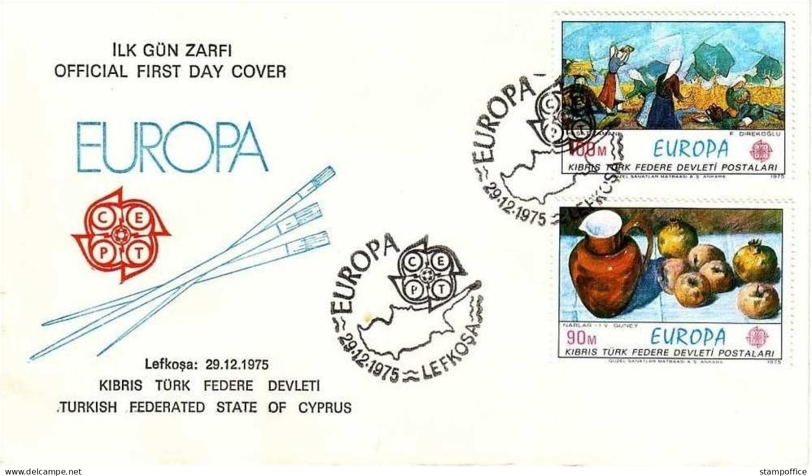 TÜRKISCH ZYPERN MI-NR. 23-24 FDC CEPT 1975 GEMÄLDE - 1975