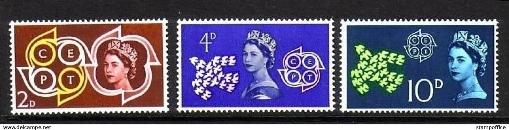 GROSSBRITANNIEN MI-NR. 346-348 POSTFRISCH(MINT) EUROPA 1961 TAUBE KÖNIGIN ELISABETH II - 1961