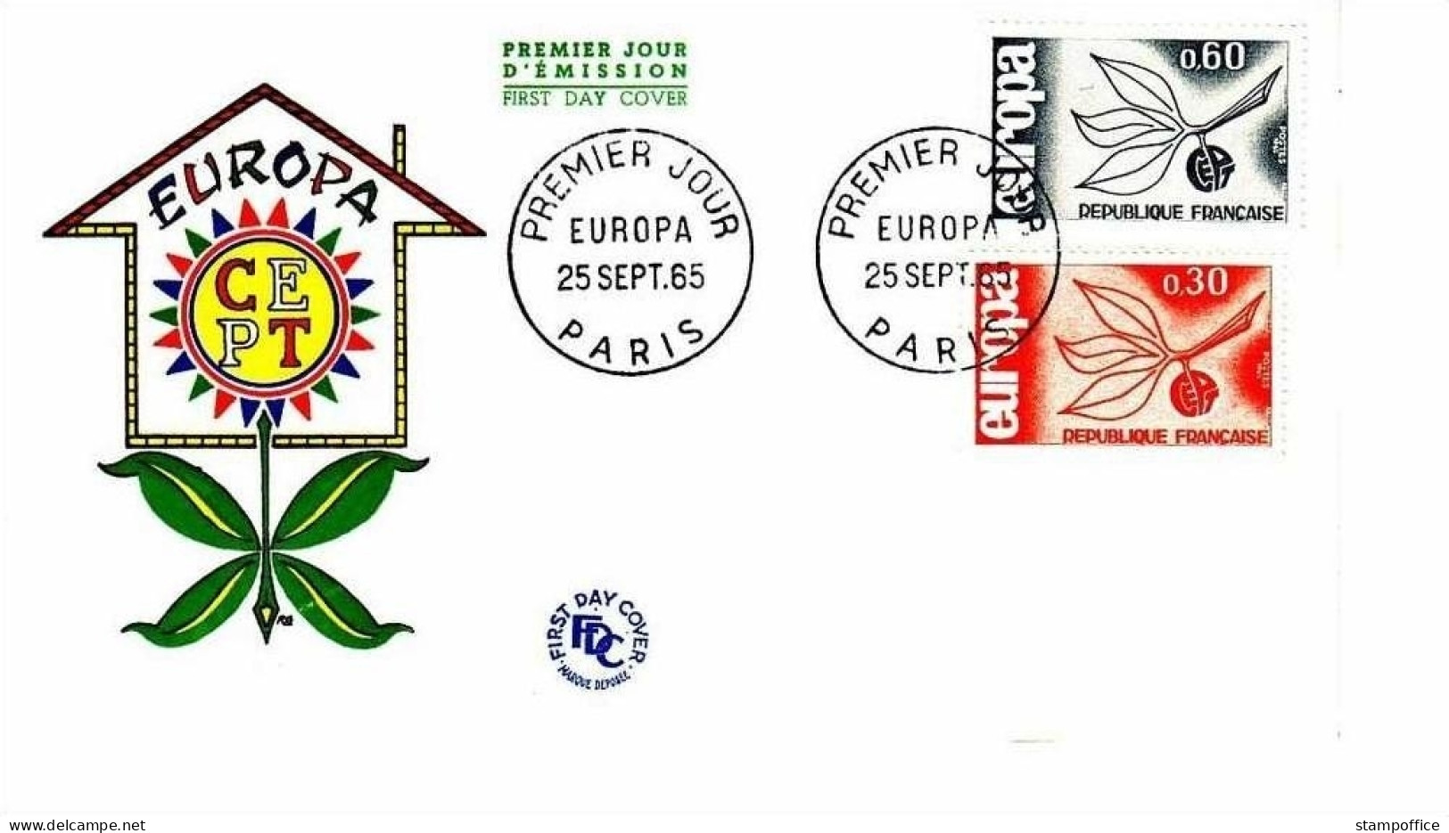 FRANKREICH MI-NR. 1521-1522 FDC CEPT 1965 ZWEIG - 1965