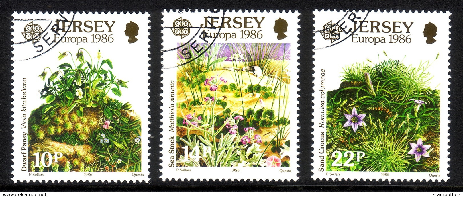 JERSEY MI-NR. 378-380 GESTEMPELT(USED) EUROPA 1986 NATUR- Und UMWELTSCHUTZ BLUMEN - 1986