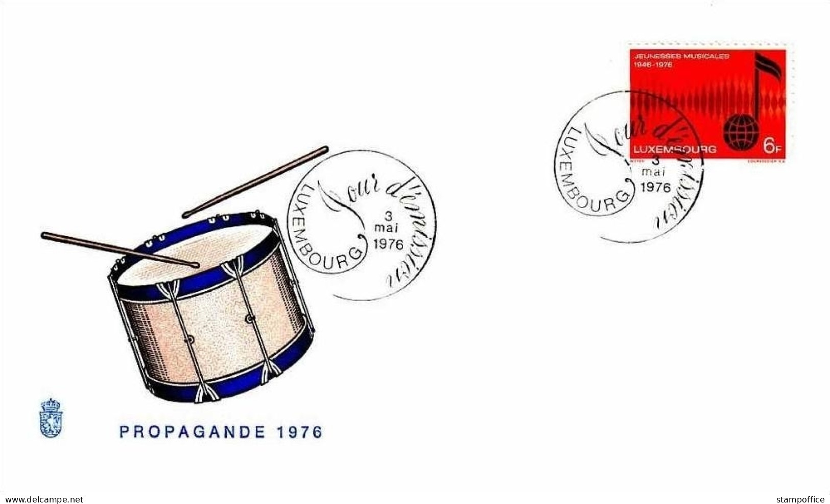 LUXEMBOURG MI-NR. 932 FDC MUSIKALISCHE JUGEND TROMMEL - FDC