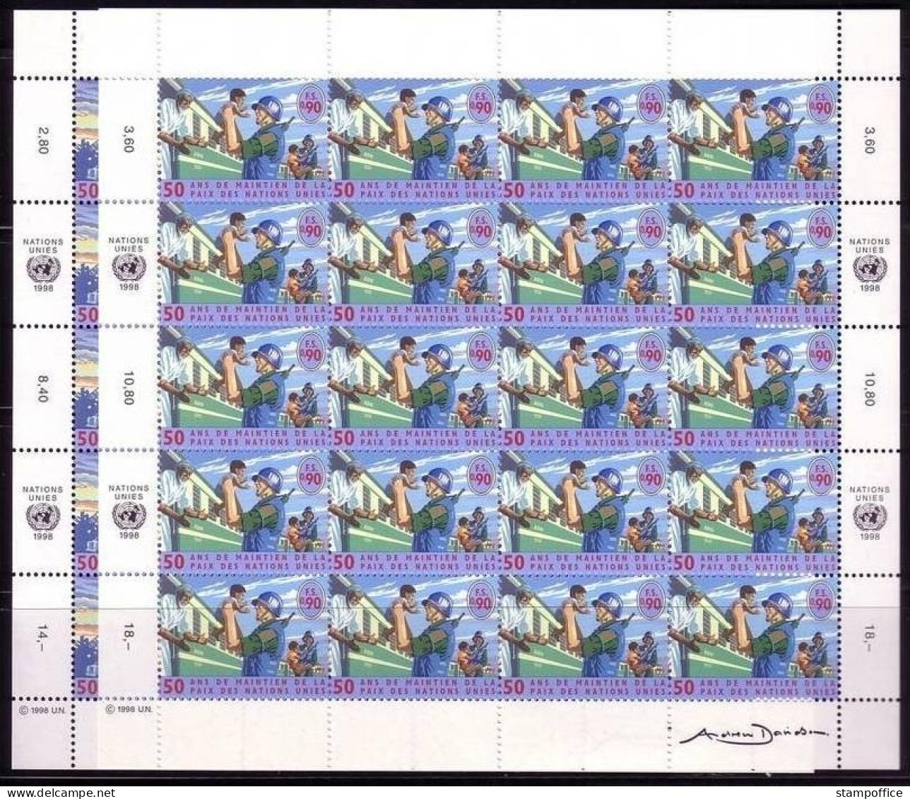 UNO-GENF MI-NR. 348-349 POSTFRISCH(MINT) KLEINBOGENSATZ FRIEDENSSICHERUNG 1988 - Blocs-feuillets