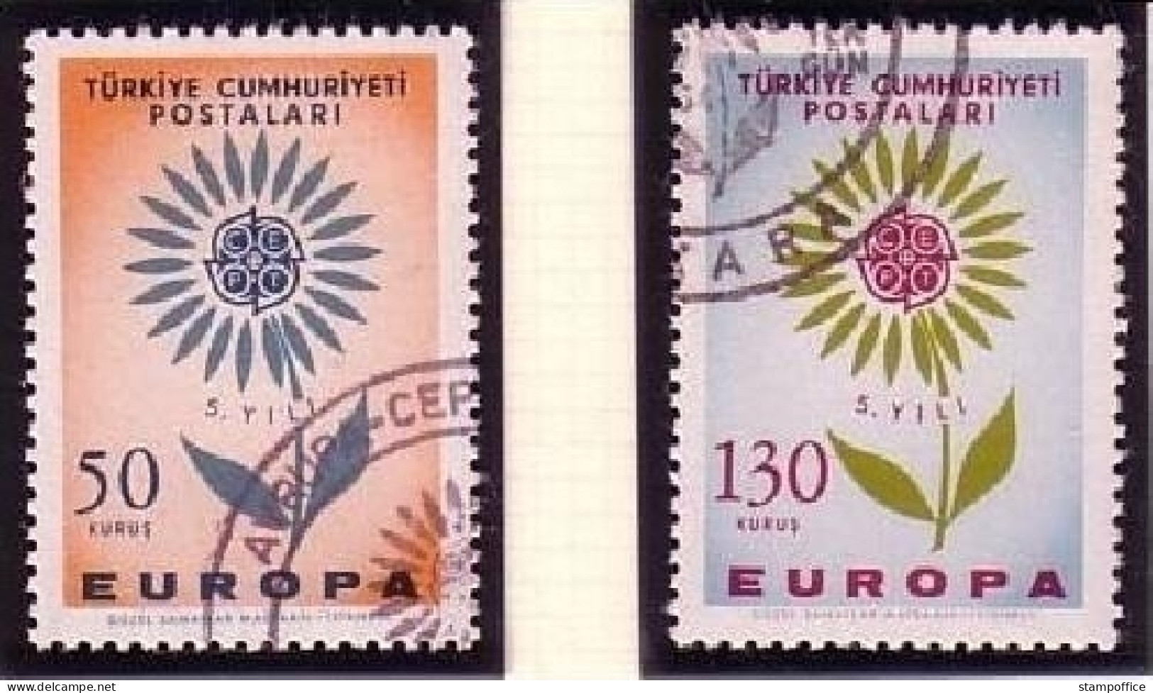 TÜRKEI MI-NR. 1917-1918 GESTEMPELT(USED) EUROPA 1964 STILISIERTE BLUME - 1964