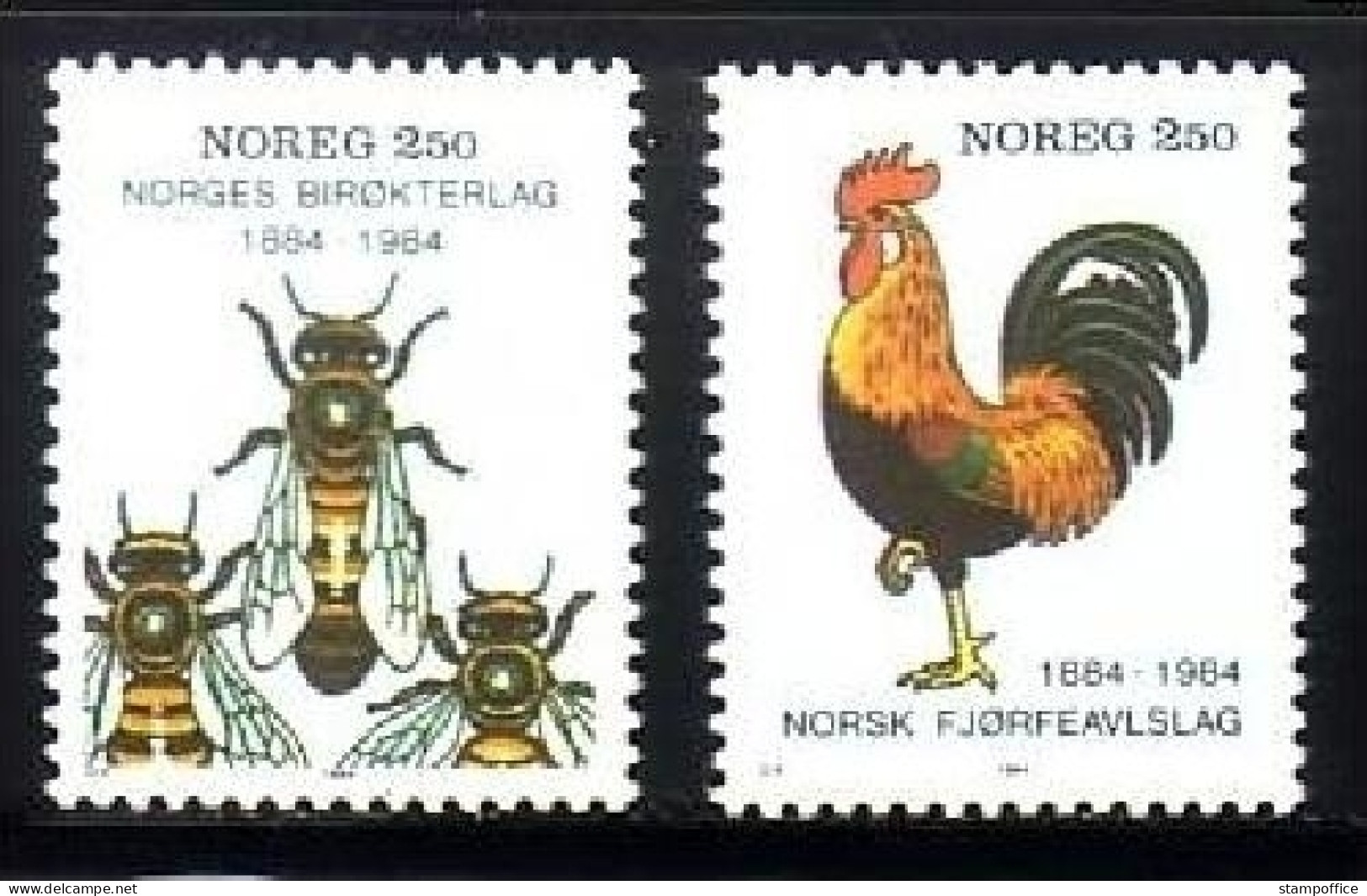 NORWEGEN MI-NR. 908-909 POSTFRISCH(MINT) IMKERGESELLSCHAFT BIENEN GEFLÜGELZUCHT HAHN - Honeybees