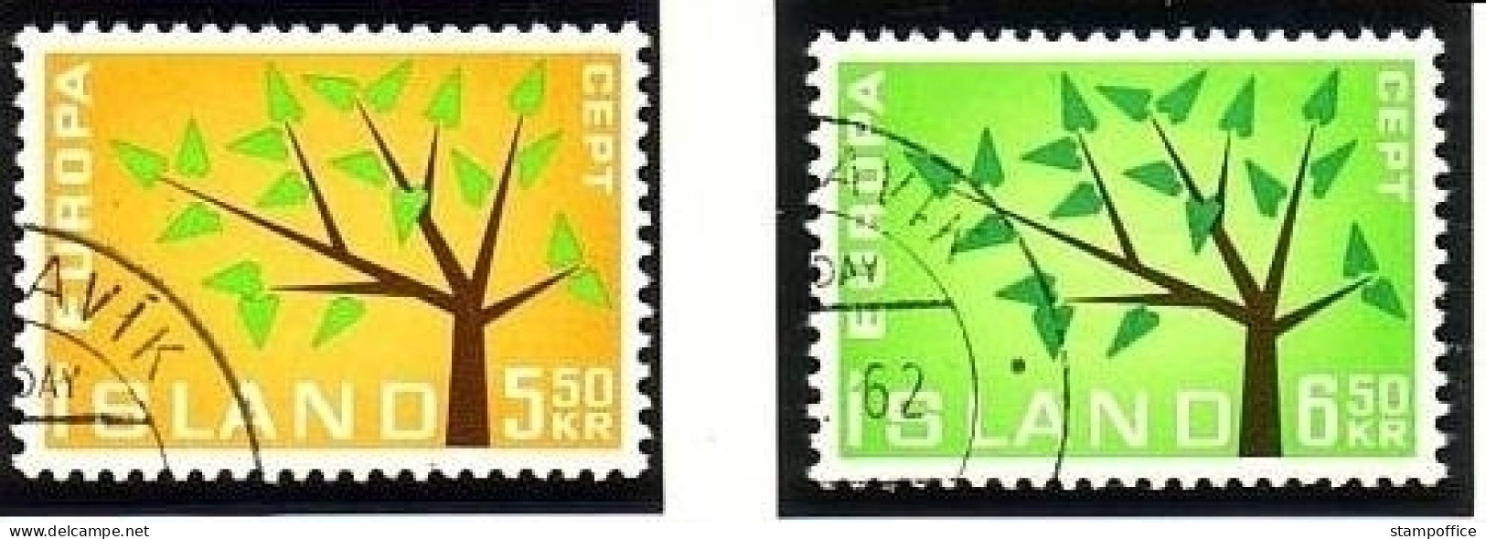 ISLAND MI-NR. 364-365 GESTEMPELT(USED) EUROPA 1962 BAUM - 1962