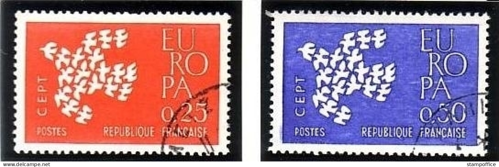 FRANKREICH MI-NR. 1363-1364 O EUROPA 1961 - TAUBE - 1961