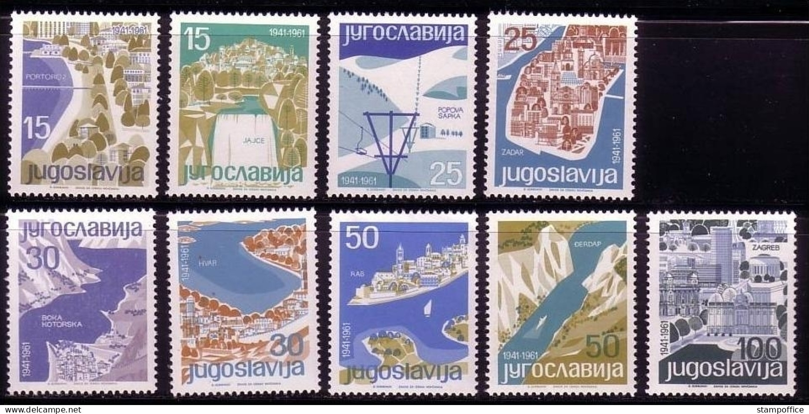 JUGOSLAWIEN MI-NR. 994-1002 POSTFRISCH(MINT) TOURISTENORTE 1962 - Unused Stamps