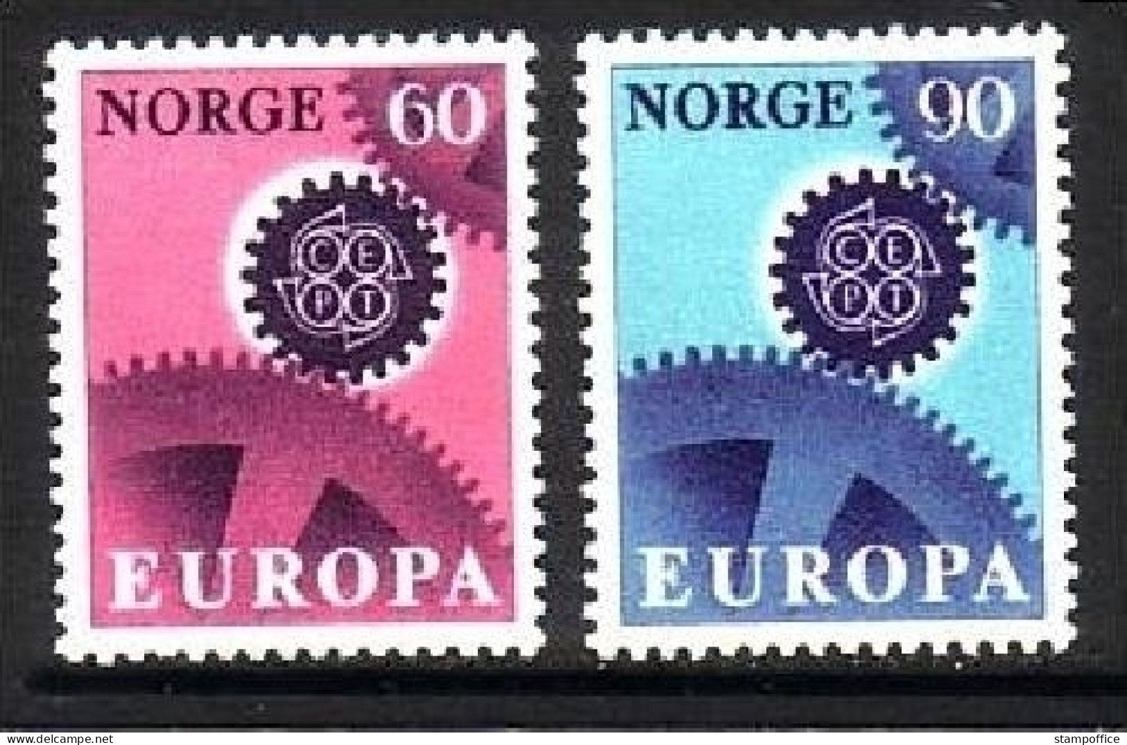 NORWEGEN MI-NR. 555-556 POSTFRISCH(MINT) EUROPA 1967 - ZAHNRÄDER - 1967