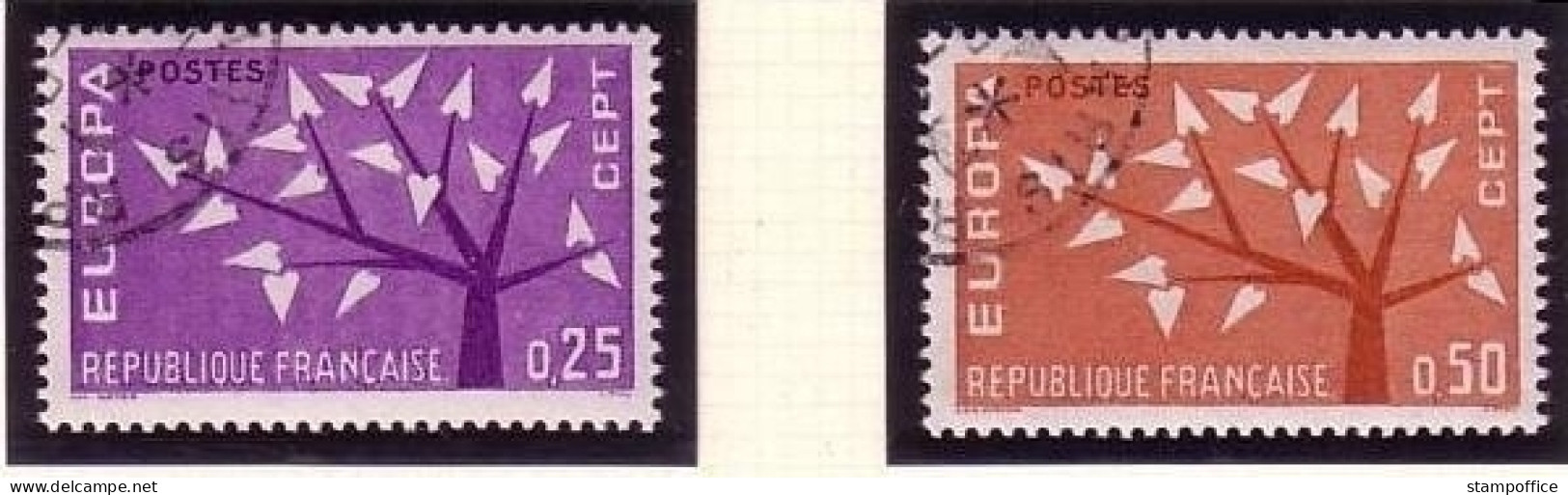 FRANKREICH MI-NR. 1411-1412 O EUROPA 1962 - BAUM - 1962