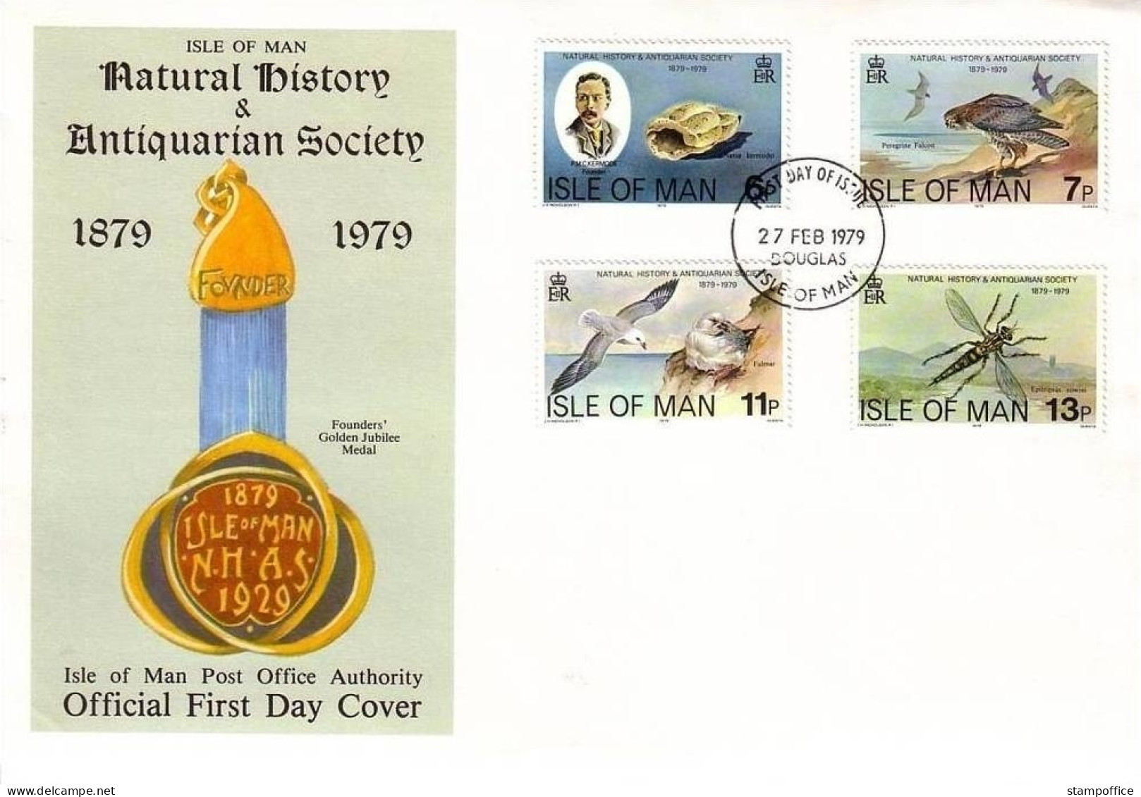 ISLE OF MAN MI-NR. 138-141 FDC WANDERFALKE EISSTURMVOGEL JAGDFLIEGE SCHNECKE - Eagles & Birds Of Prey