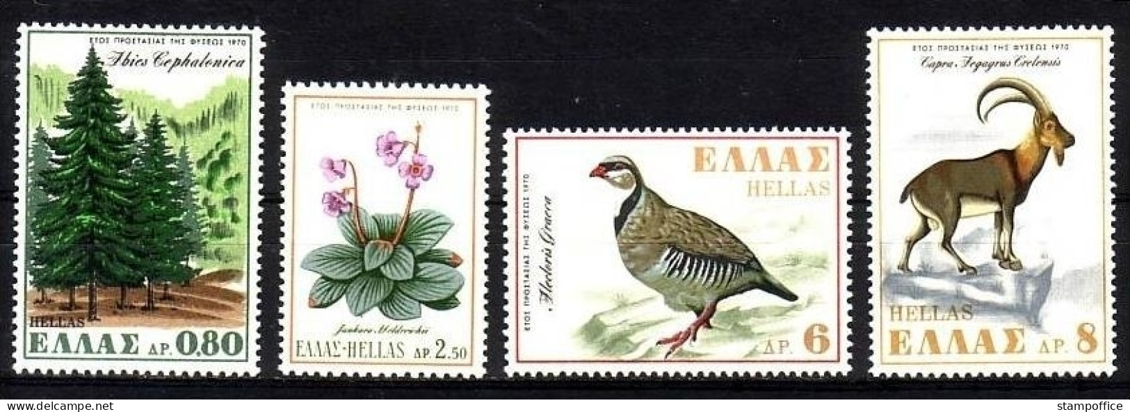 GRIECHENLAND MI-NR. 1049-1052 POSTFRISCH MITLÄUFER 1970 NATURSCHUTZJAHR TANNE STEINHUHN WILDZIEGE - Unused Stamps