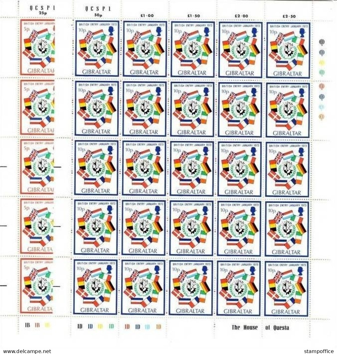 GIBRALTAR MI-NR. 297-298 POSTFRISCH(MINT) Bogen AUFNAHME IN DIE EG - FLAGGEN - Stamps