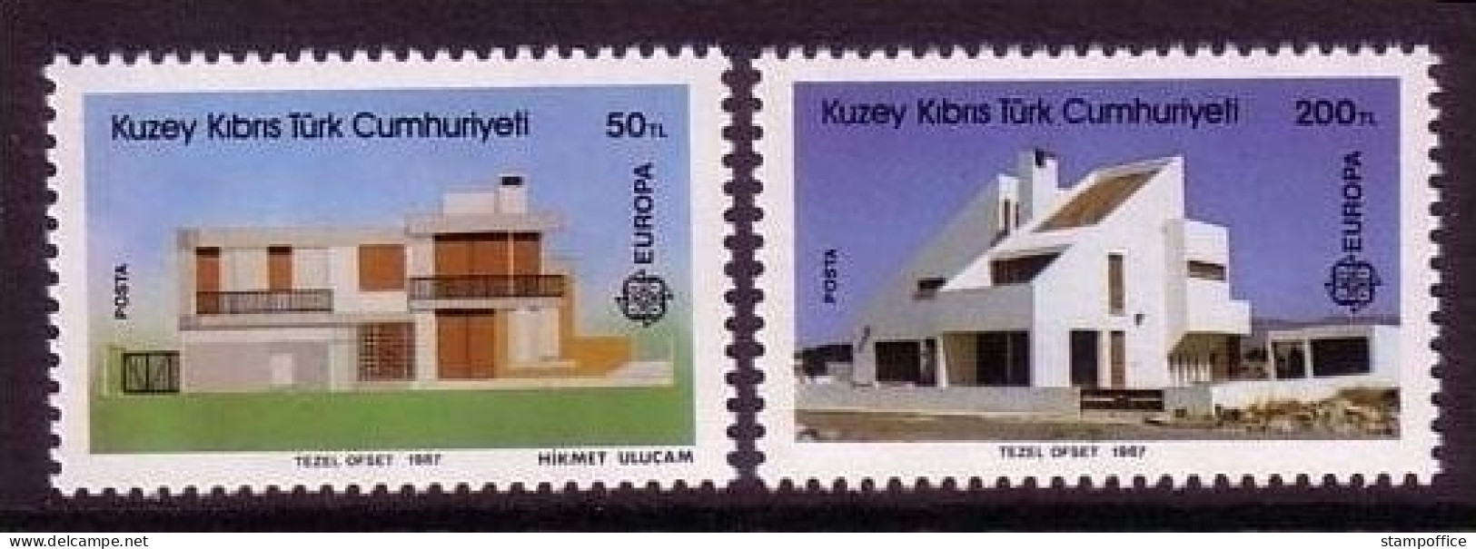 TÜRKISCH ZYPERN MI-NR. 205-206 A POSTFRISCH(MINT) EUROPA 1987 MODERNE ARCHITEKTUR - 1987