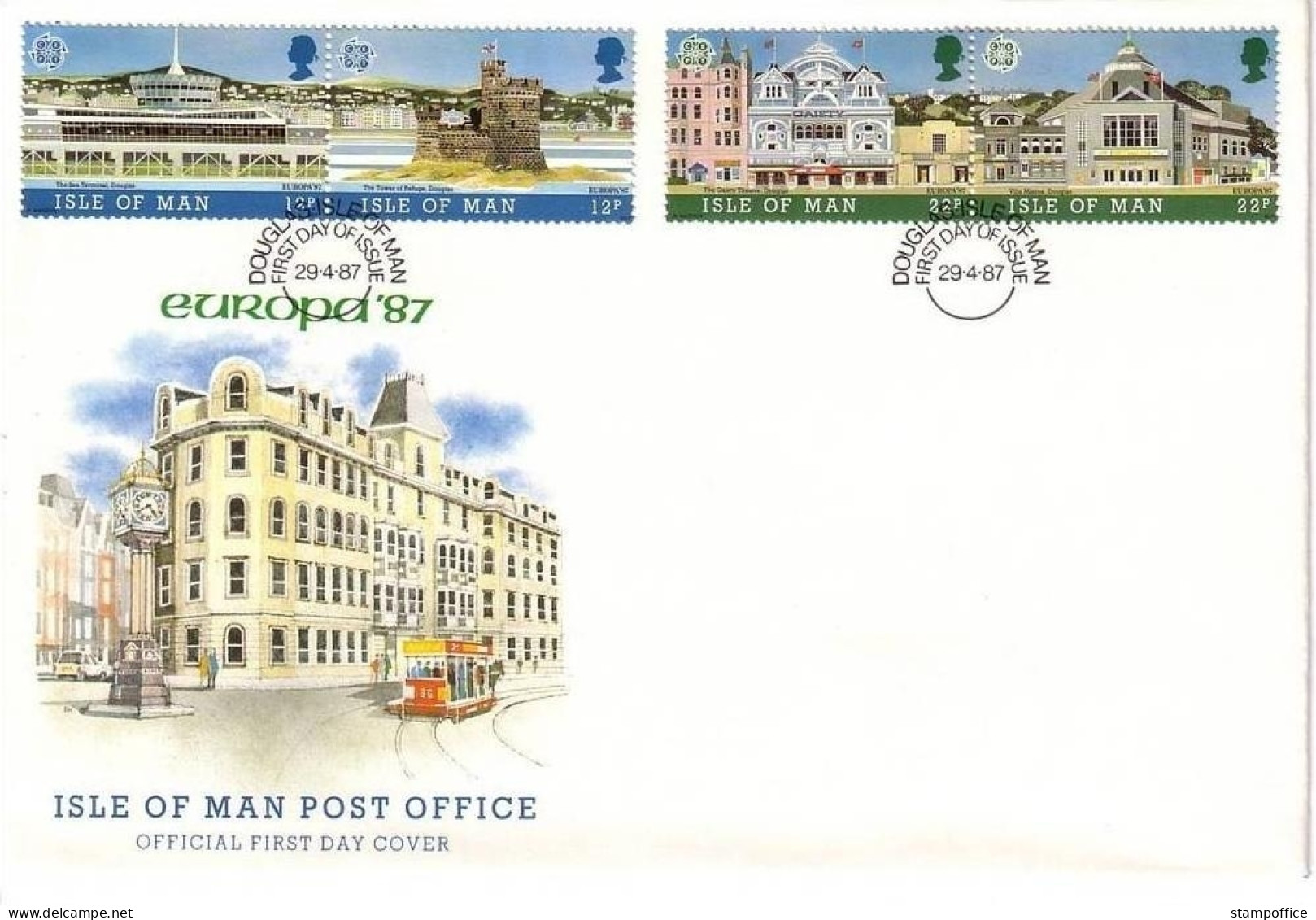 ISLE OF MAN MI-NR. 335-338 FDC CEPT 1987 MODERNE ARCHITEKTUR - Isola Di Man