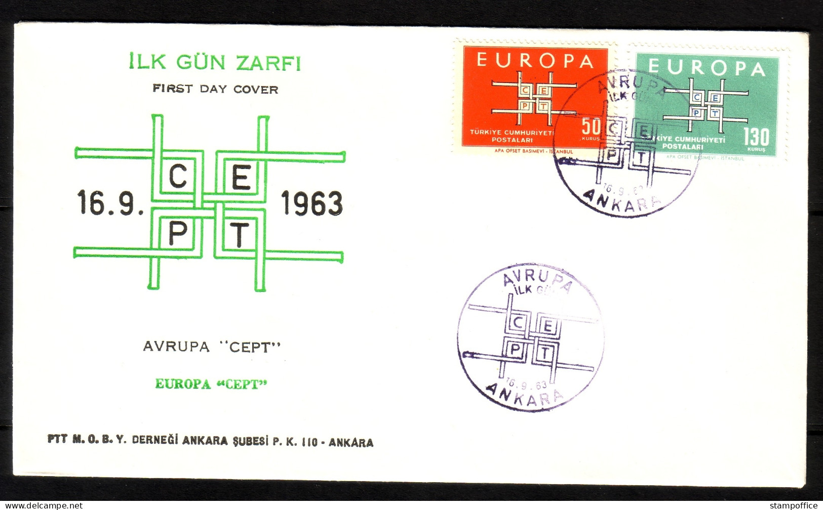 TÜRKEI MI-NR. 1888-1889 FDC EUROPA 1963 - FDC