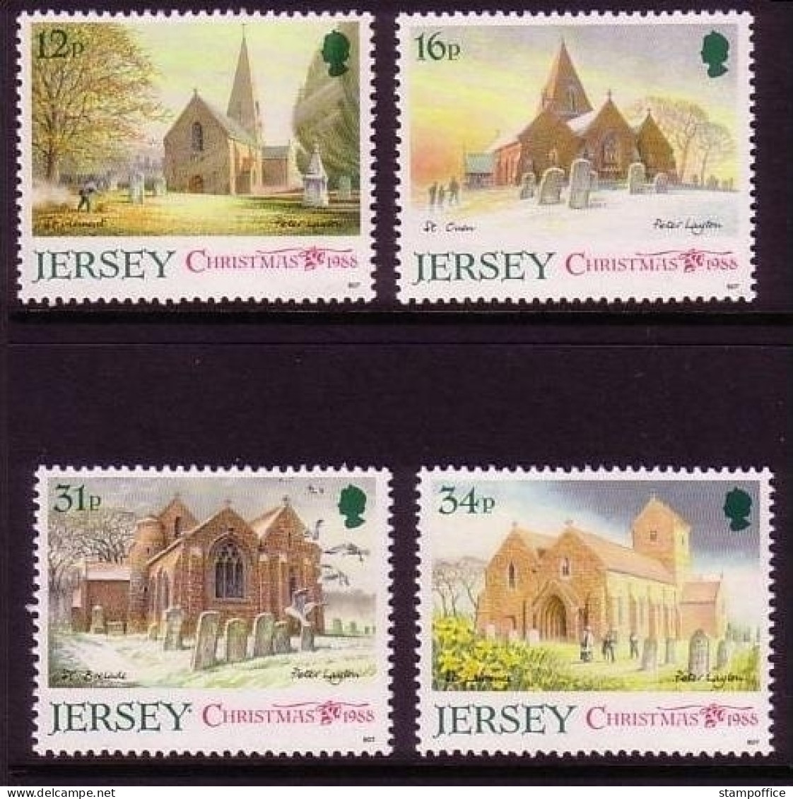 JERSEY MI-NR. 453-456 POSTFRISCH(MINT) WEIHNACHTEN 1988 KIRCHEN (I) - Christmas