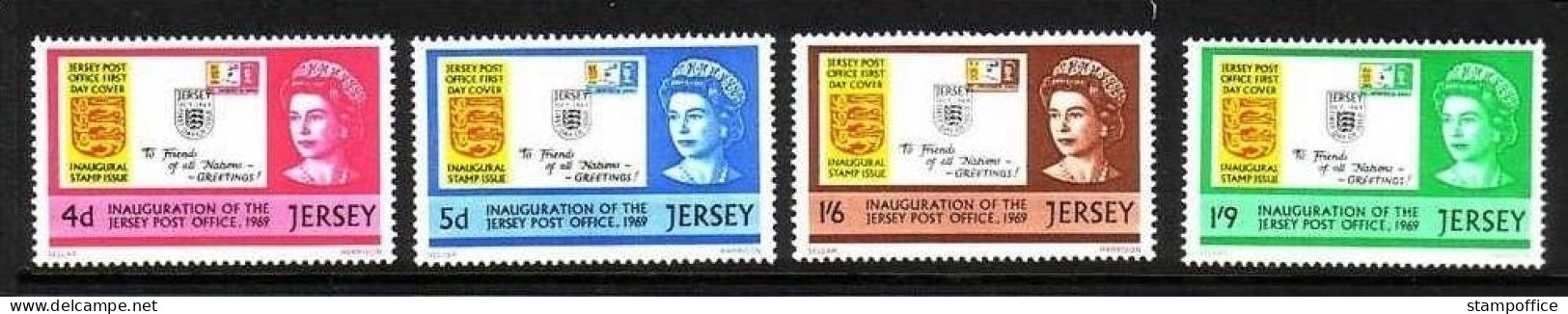 JERSEY MI-NR. 22-25 POSTFRISCH(MINT) MARKE AUF MARKE - Stamps On Stamps