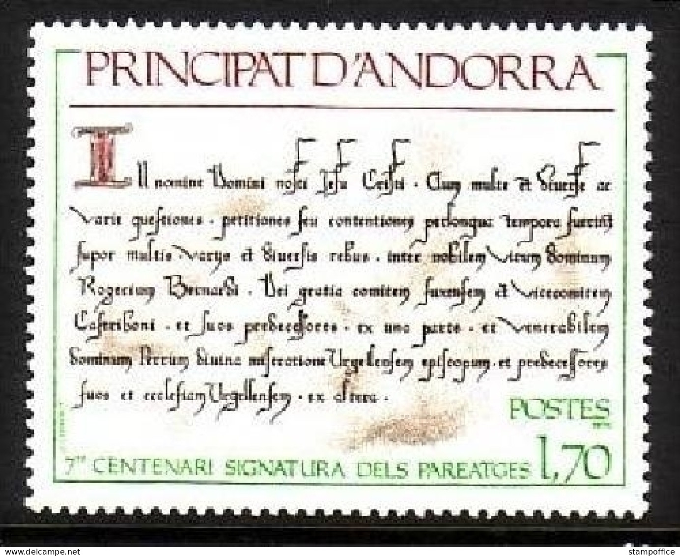 FRANZÖSISCH ANDORRA MI-NR. 294 POSTFRISCH(MINT) 700 JAHRE PARÉAGE VERTRAG 1978 - Nuevos