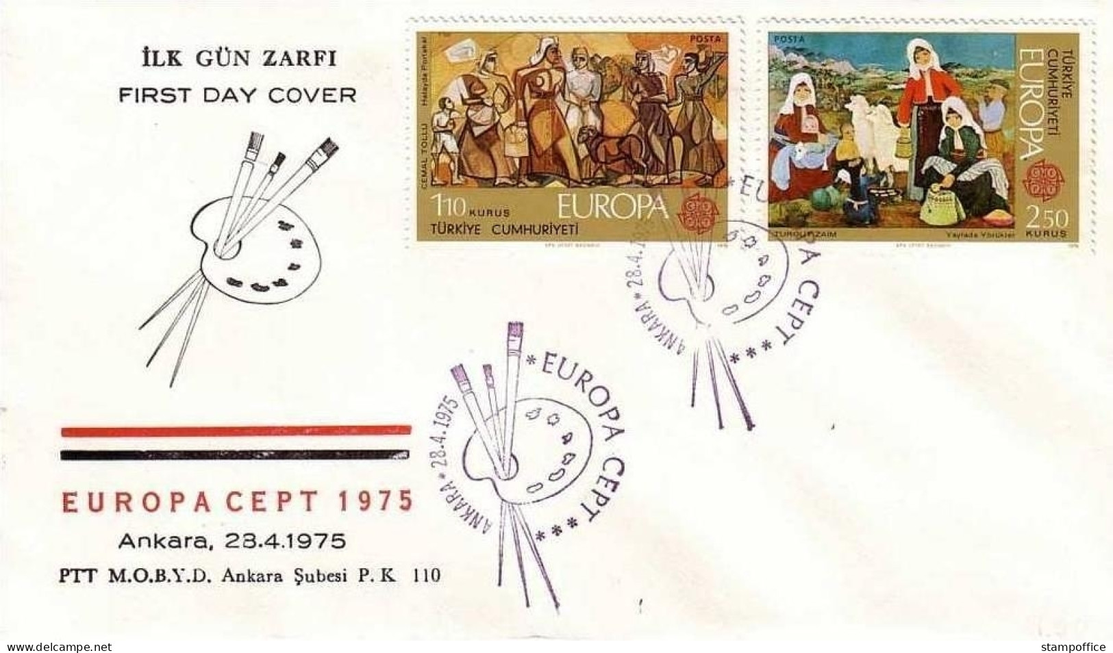 TÜRKEI MI-NR. 2355-2356 FDC CEPT 1975 GEMÄLDE - 1975