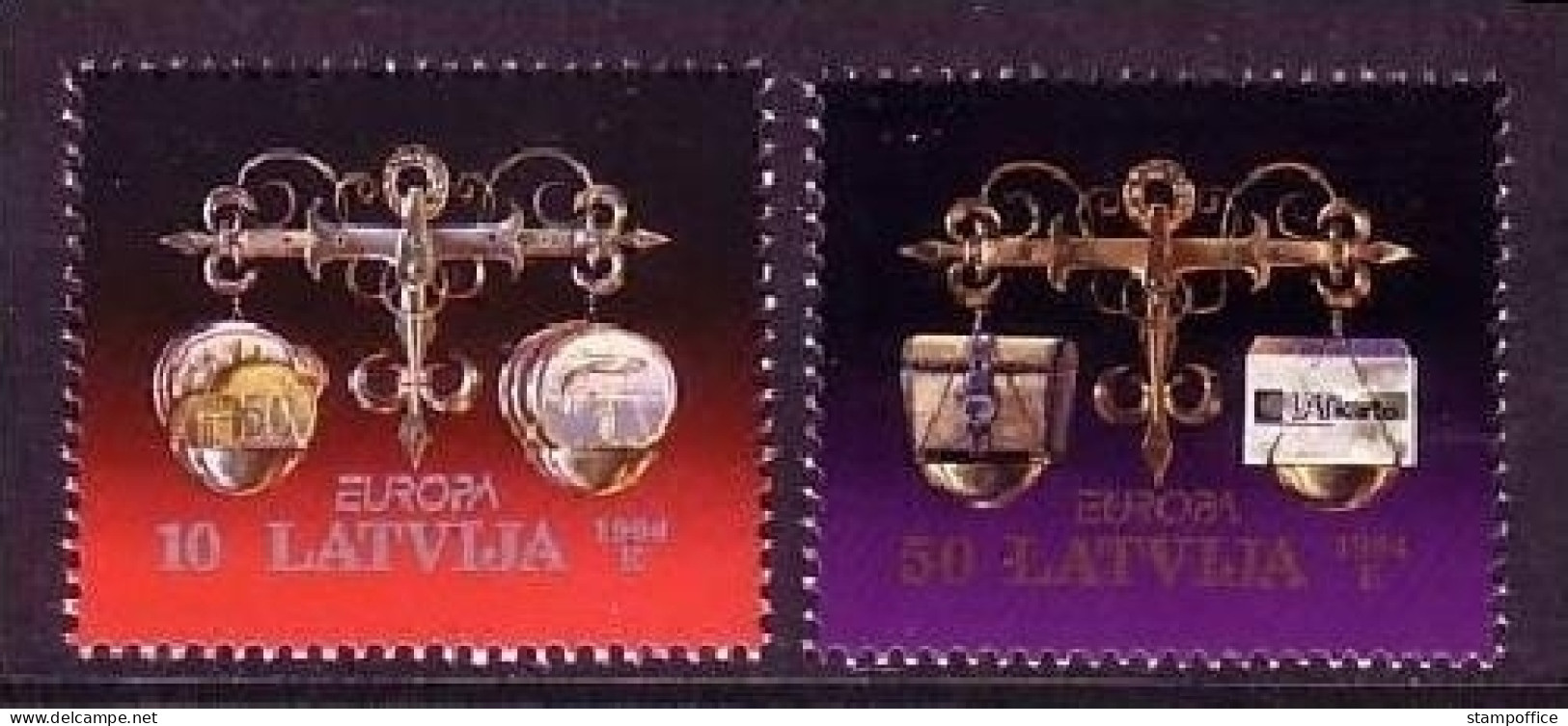 LETTLAND MI-NR. 376-377 POSTFRISCH(MINT) EUROPA 1994 ENTDECKUNGEN Und ERFINDUNGEN MÜNZEN WAAGE - 1994