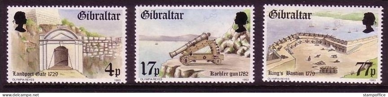 GIBRALTAR MI-NR. 469-471 POSTFRISCH(MINT) BEFESTIGUNG Von GIBRALTAR KANONE KING's BATION - Gibraltar