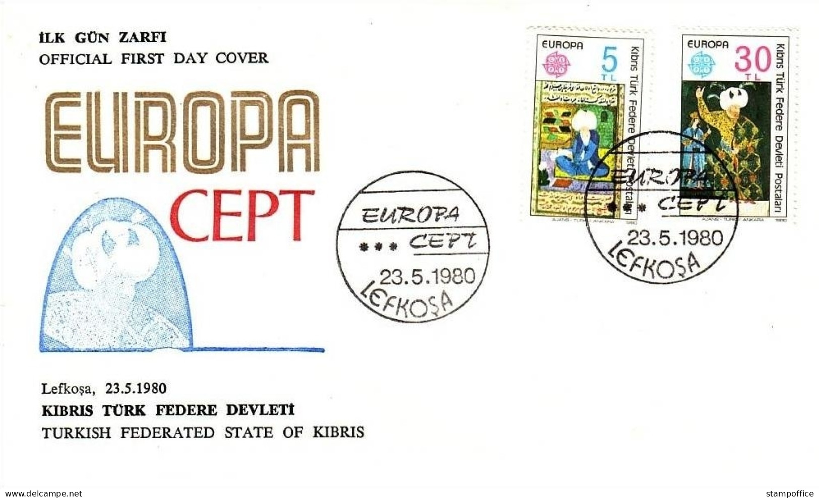 TÜRKISCH ZYPERN MI-NR. 83-84 FDC CEPT 1980 BEDEUTENDE PERSÖNLICHKEITEN - 1980