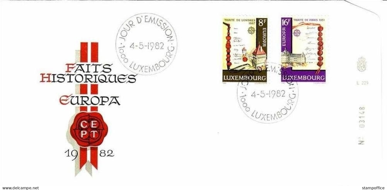 LUXEMBOURG MI-NR. 1052-1053 FDC CEPT 1982 HISTORISCHE EREIGNISSE - 1982