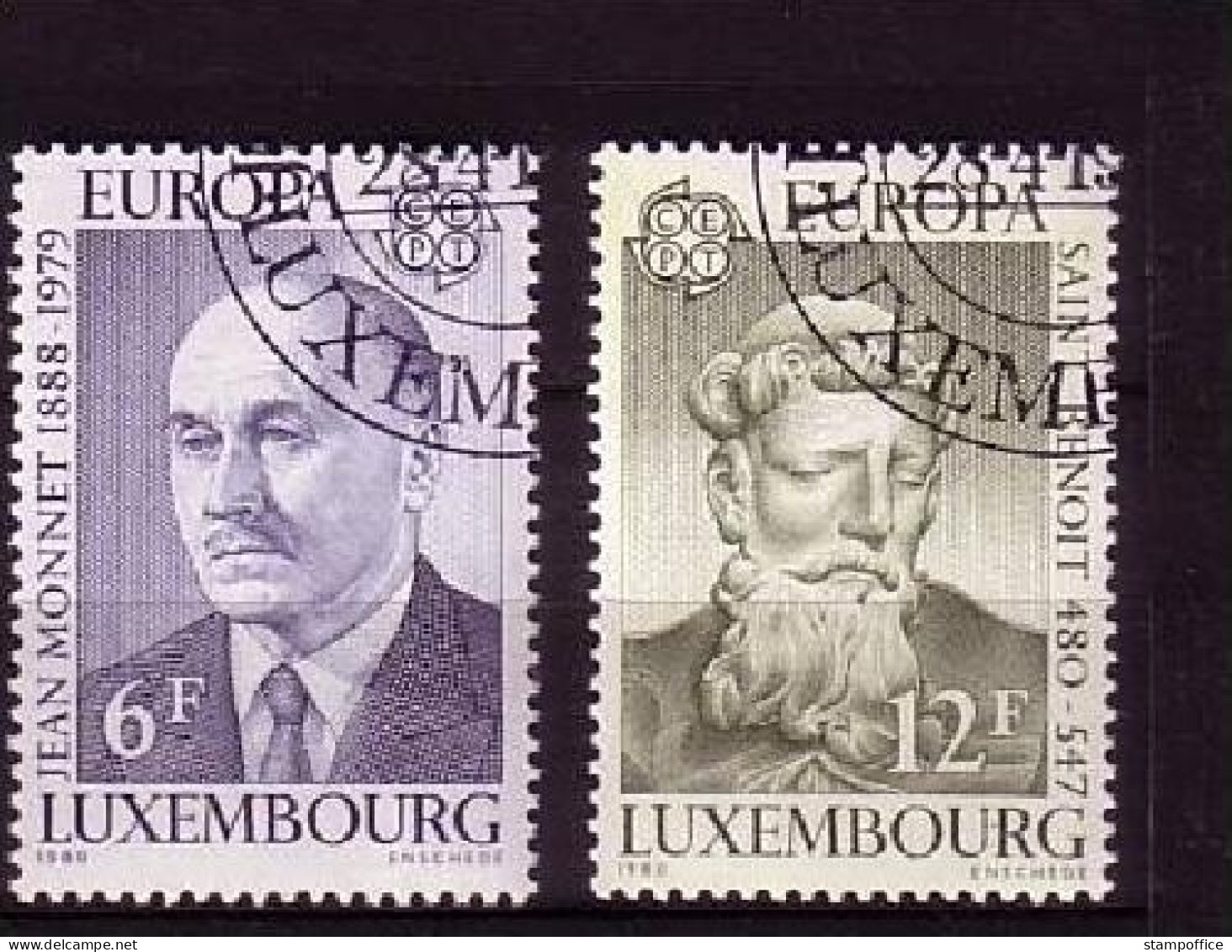 LUXEMBURG MI-NR. 1009-1010 GESTEMPELT(USED) EUROPA 1980 PERSÖNLICHKEITEN JEAN MONET HL.BENEDIKT - 1980