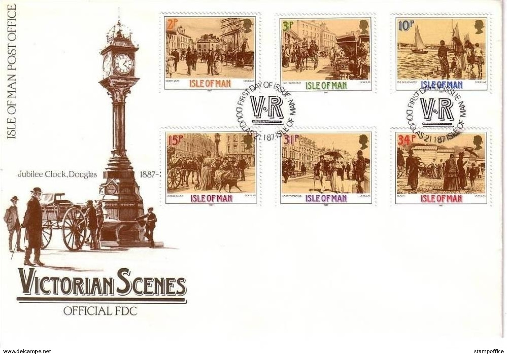 ISLE OF MAN MI-NR. 325-330 FDC VIKTORIANISCHE SZENEN KUTSCHE UHR - Stage-Coaches