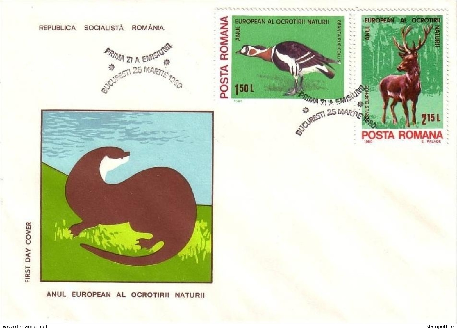 RUMÄNIEN MI-NR. 3705-3710 FDC MITLÄUFER 1980 EISVOGEL BISON - REH - HIRSCH - REIHER - Gibier