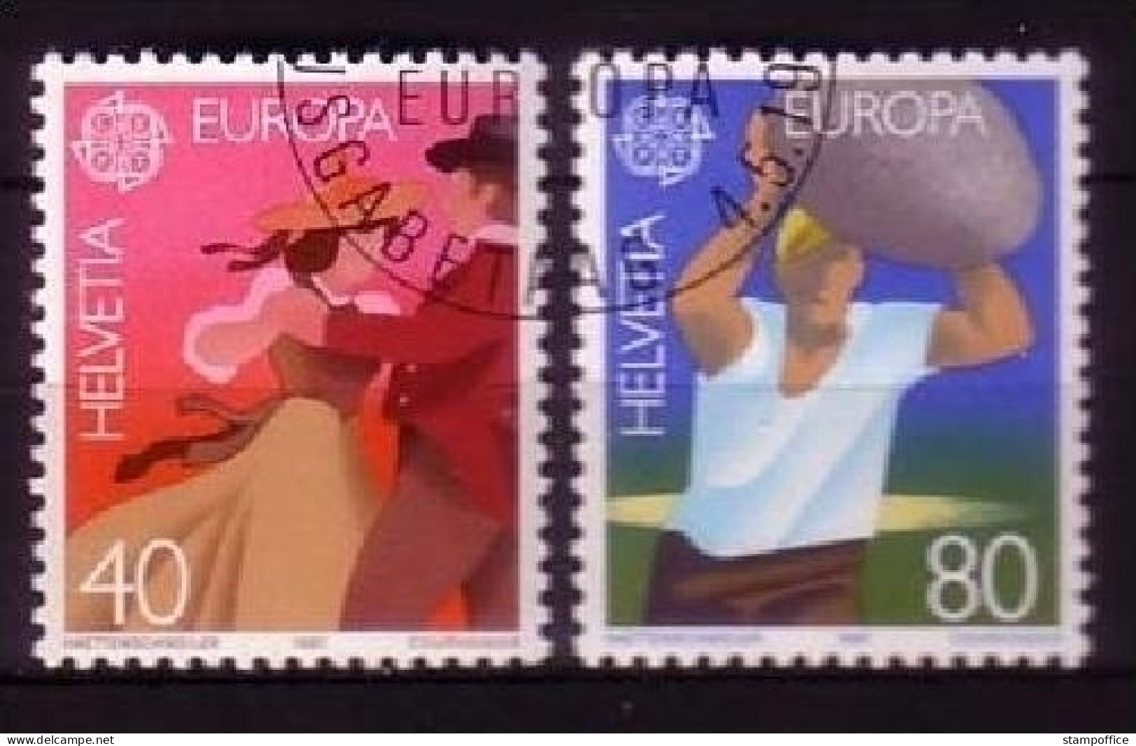 SCHWEIZ MI-NR. 1197-1198 GESTEMPELT(USED) EUROPA 1981 FOLKLORE TANZPAAR STEINSTOSSER - 1981