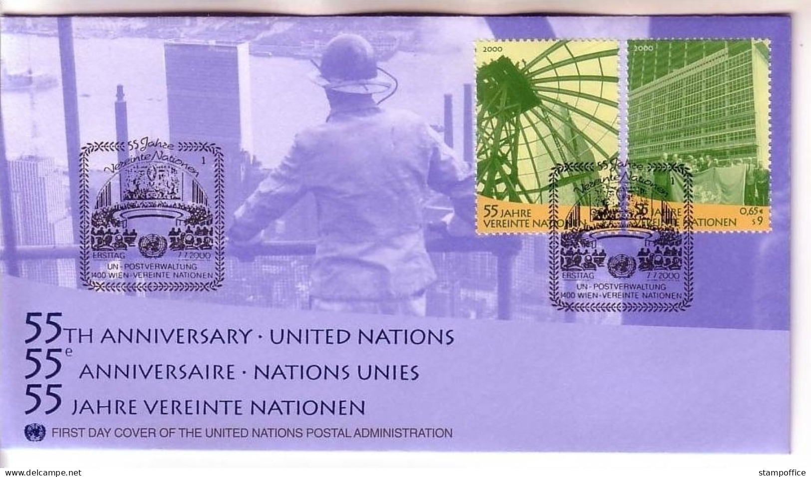 UNO WIEN MI-NR. 309-310 FDC 55 JAHRE VEREINTE NATIONEN 2001 - FDC