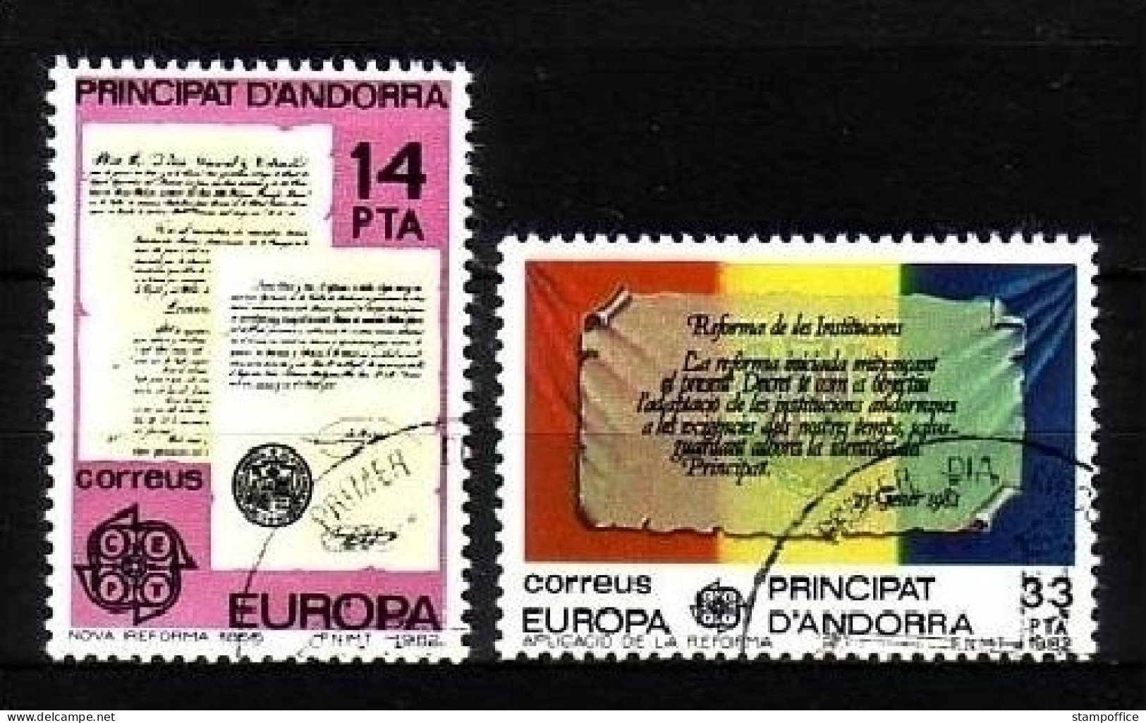 ANDORRA SPANISCH MI-NR. 153-154 GESTEMPELT(USED) EUROPA 1982 HISTORISCHE EREIGNISSE - 1982