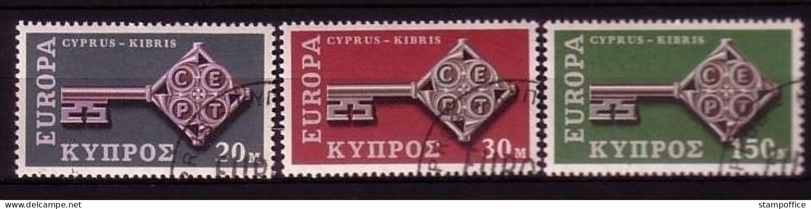 ZYPERN MI-NR. 307-309 GESTEMPELT(USED) EUROPA 1968 KREUZBARTSCHLÜSSEL - 1968