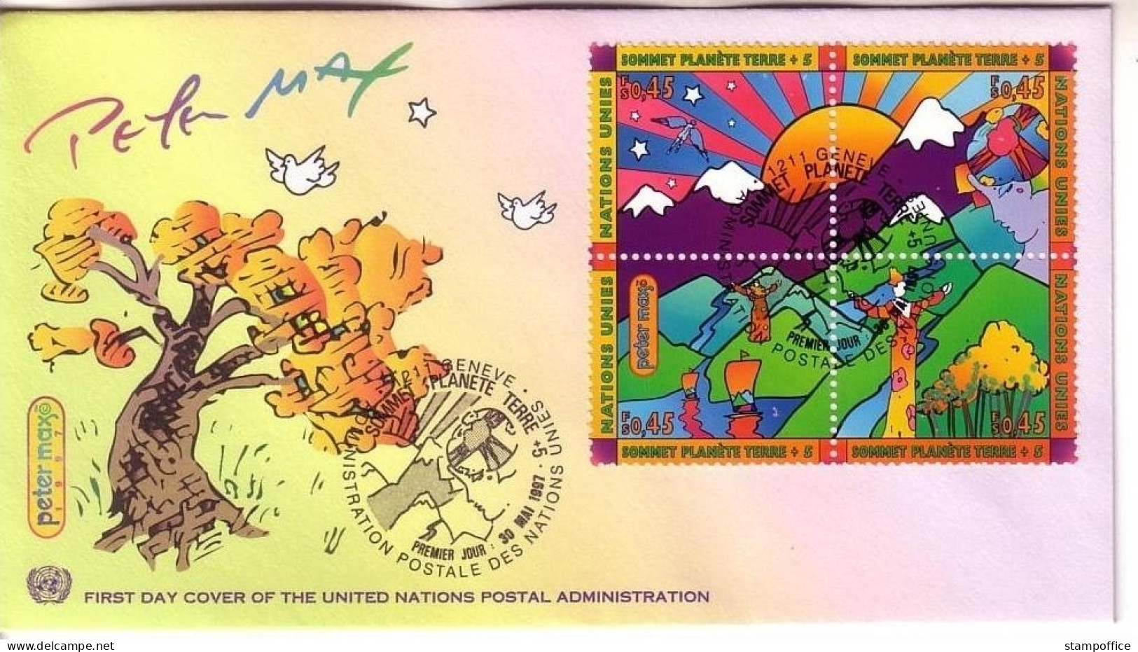 UNO GENF MI-NR. 309-312 FDC PETER MAX - UMWELT Und ENTWICKLUNG 1997 - FDC