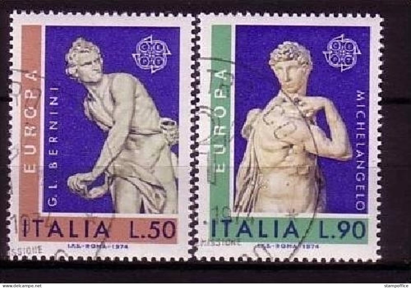 ITALIEN MI-NR. 1440-1441 GESTEMPELT(USED) EUROPA 1974 SKULPTUREN MICHELANGELO BERNINI - 1974