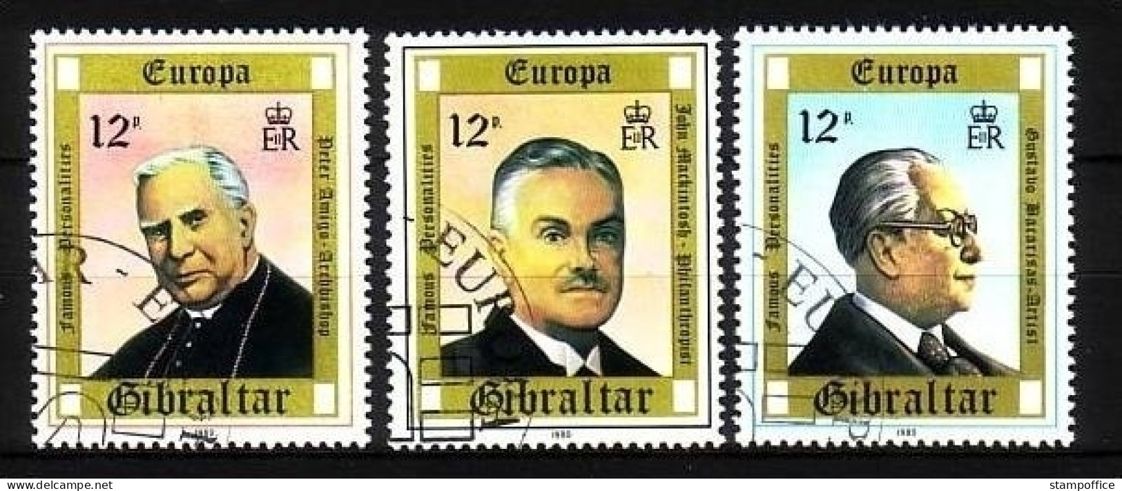 GIBRALTAR MI-NR. 405-407 GESTEMPELT(USED) EUROPA 1980 PERSÖNLICHKEITEN - 1980