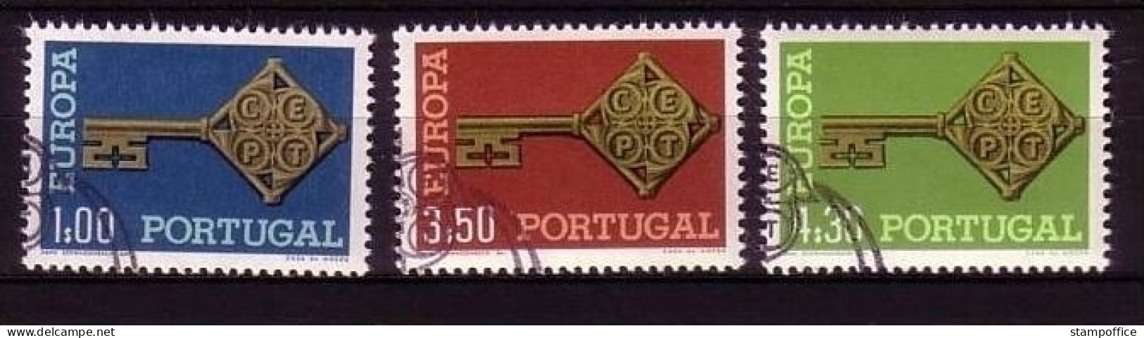 PORTUGAL MI-NR. 1051-1053 O EUROPA 1968 - KREUZBARTSCHLÜSSEL - 1968
