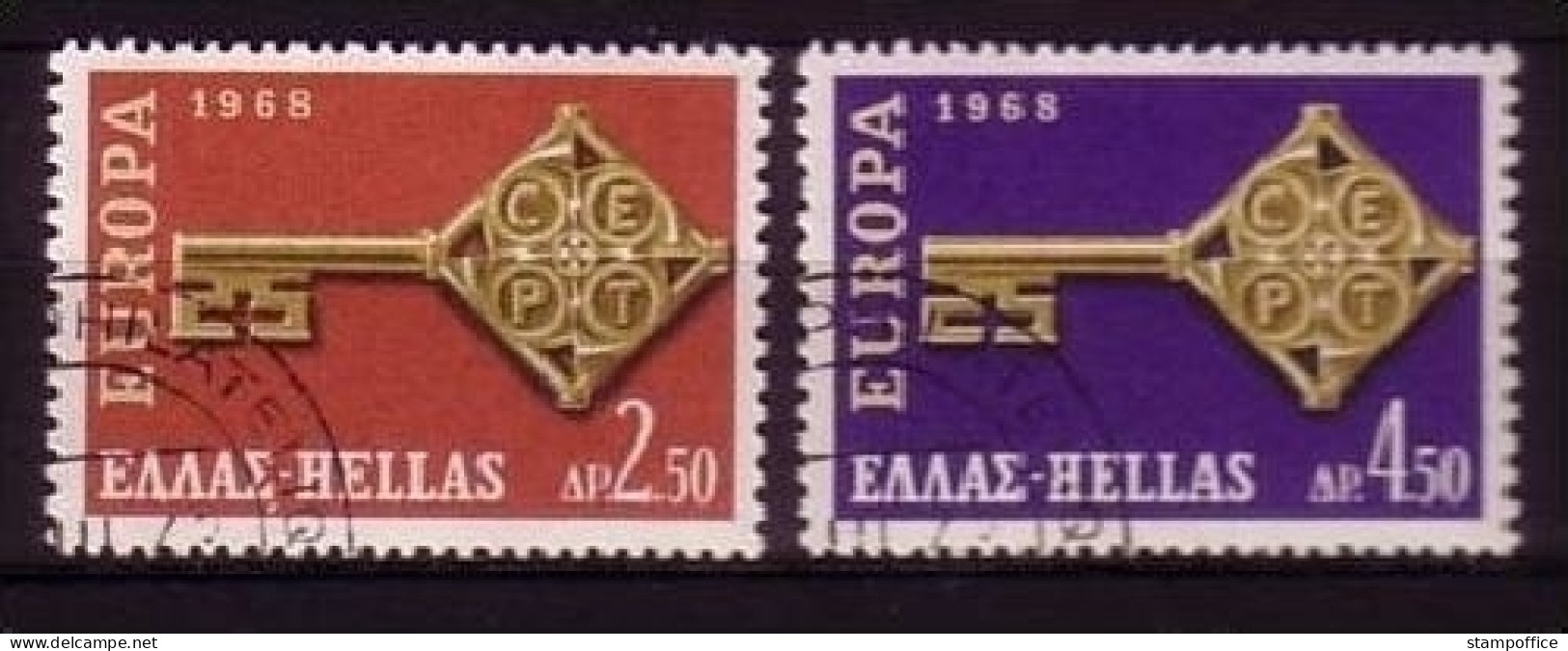 GRIECHENLAND MI-NR. 974-975 GESTEMPELT(USED) EUROPA 1968 KREUZBARTSCHLÜSSEL - 1968