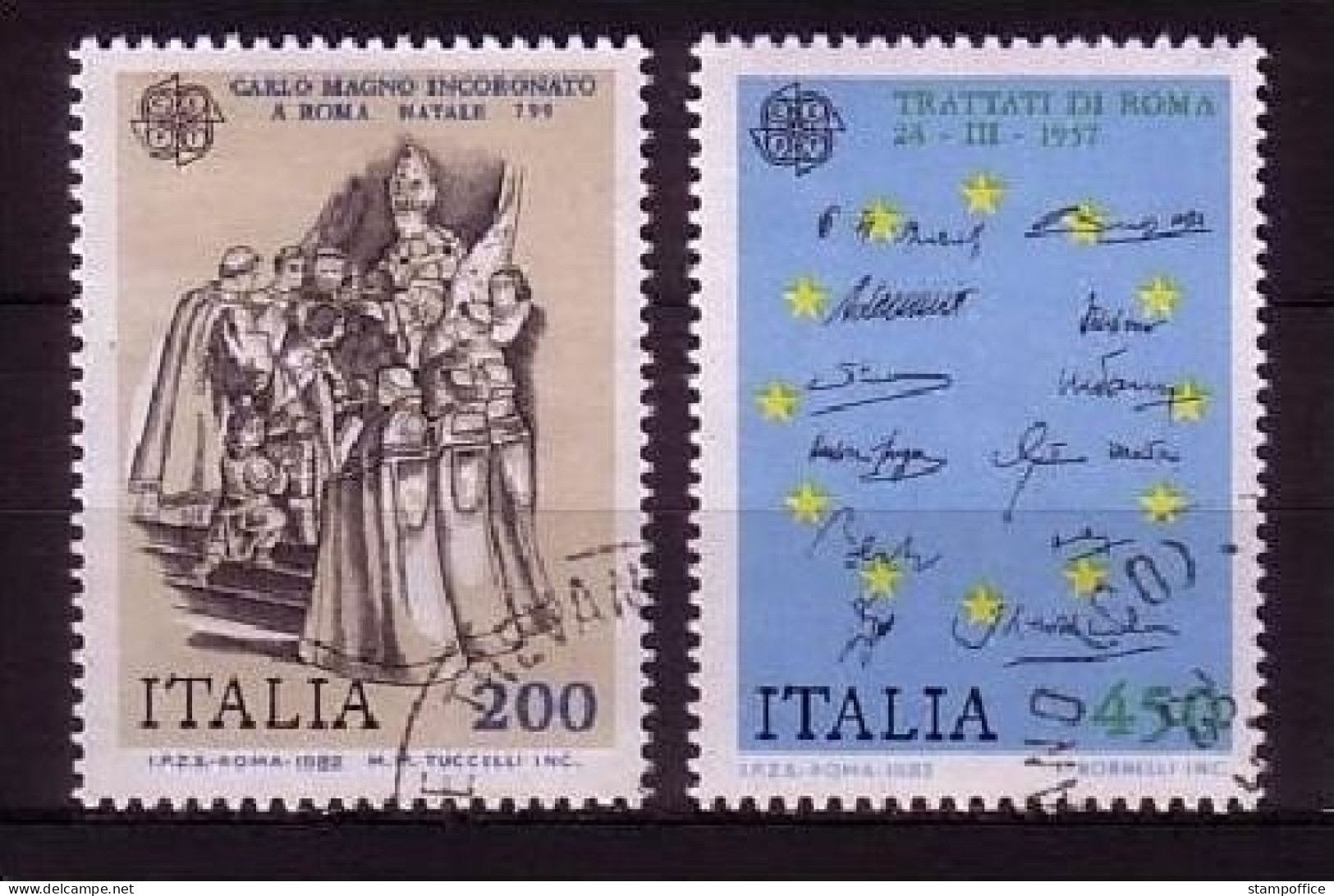 ITALIEN MI-NR. 1798-1799 GESTEMPELT(USED) EUROPA 1982 HISTORIK KAISERKRÖNUNG KARL DER GROSSE - 1982