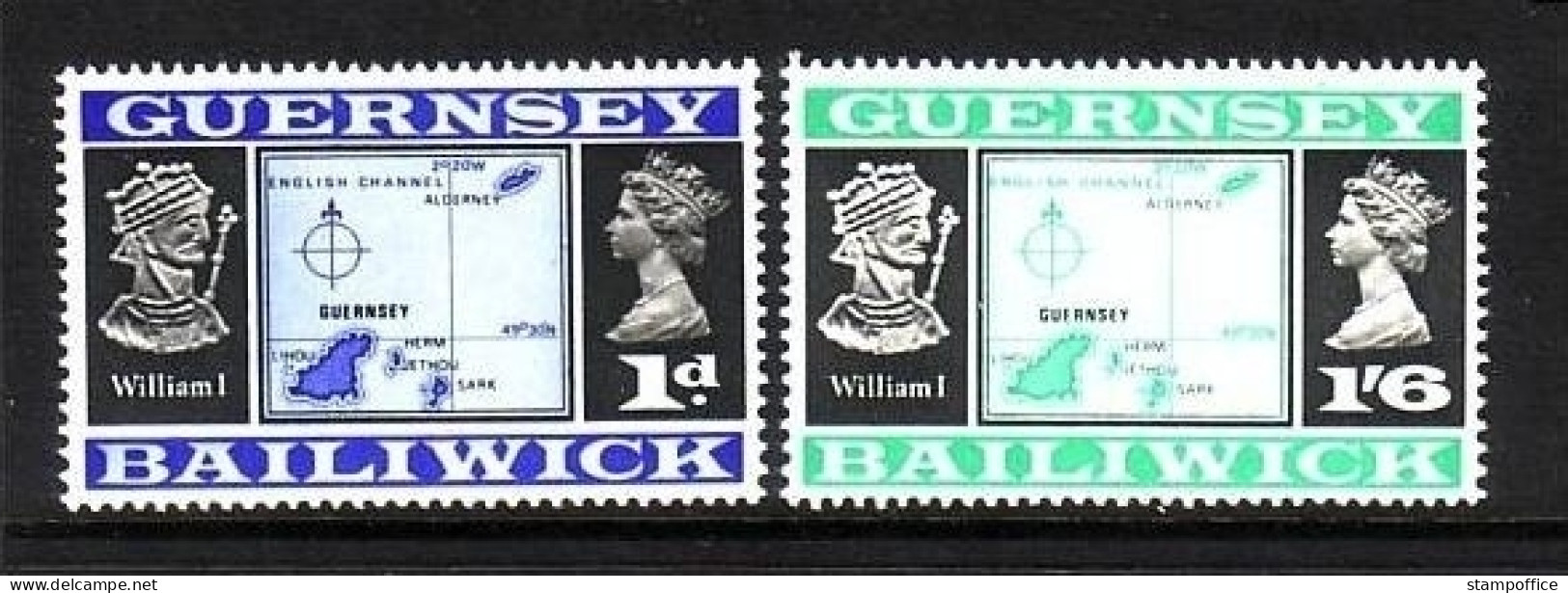 GUERNSEY MI-NR. 9 II POSTFRISCH(MINT) + 18 II POSTFRISCH(MINT) LANDKARTE Mit BREITENGRADANGABE 49° - Guernesey