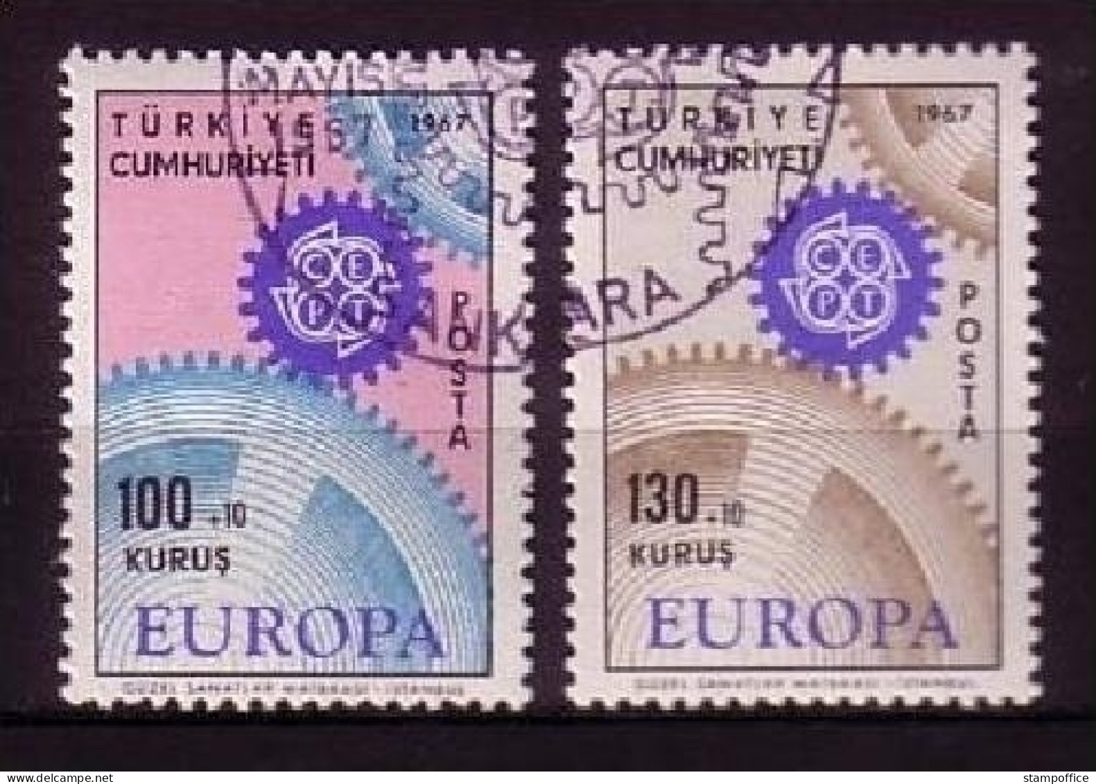 TÜRKEI MI-NR. 2044-2045 GESTEMPELT(USED) EUROPA 1967 ZAHNRÄDER - 1967