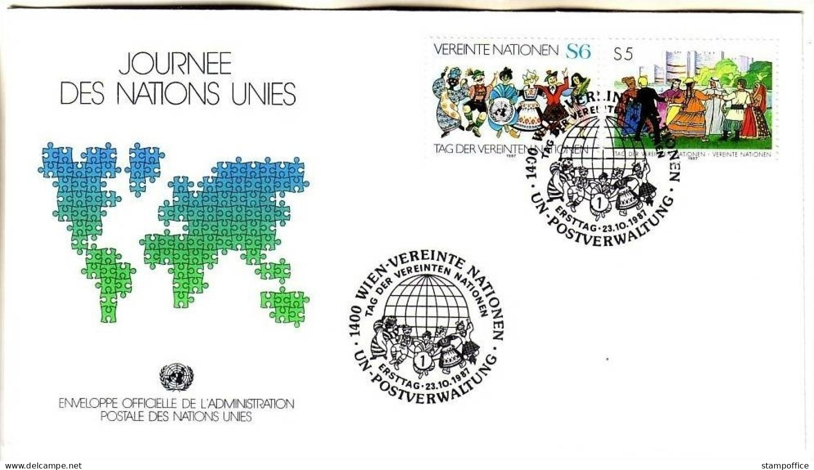 UNO WIEN MI-NR. 75-76 FDC TAG DER VEREINTEN NATIONEN 1987 - FDC