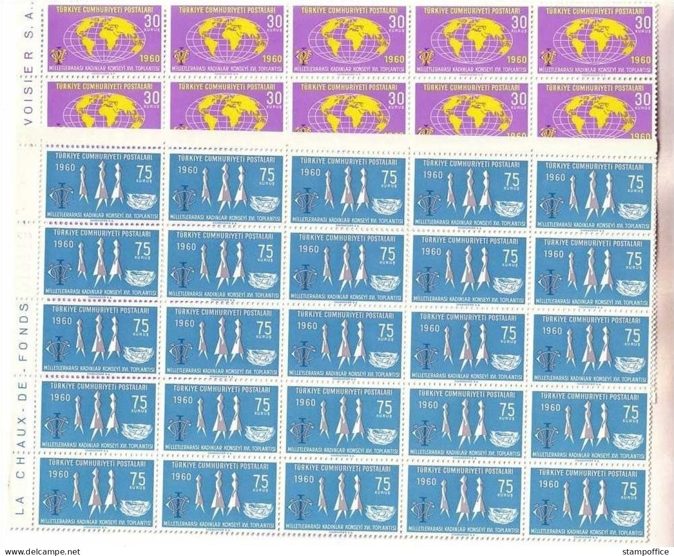 TÜRKEI 1767-1768 POSTFRISCH(MINT) Bogenteil (25) INTERNATIONALER FRAUENRAT - WELTKARTE - Unused Stamps