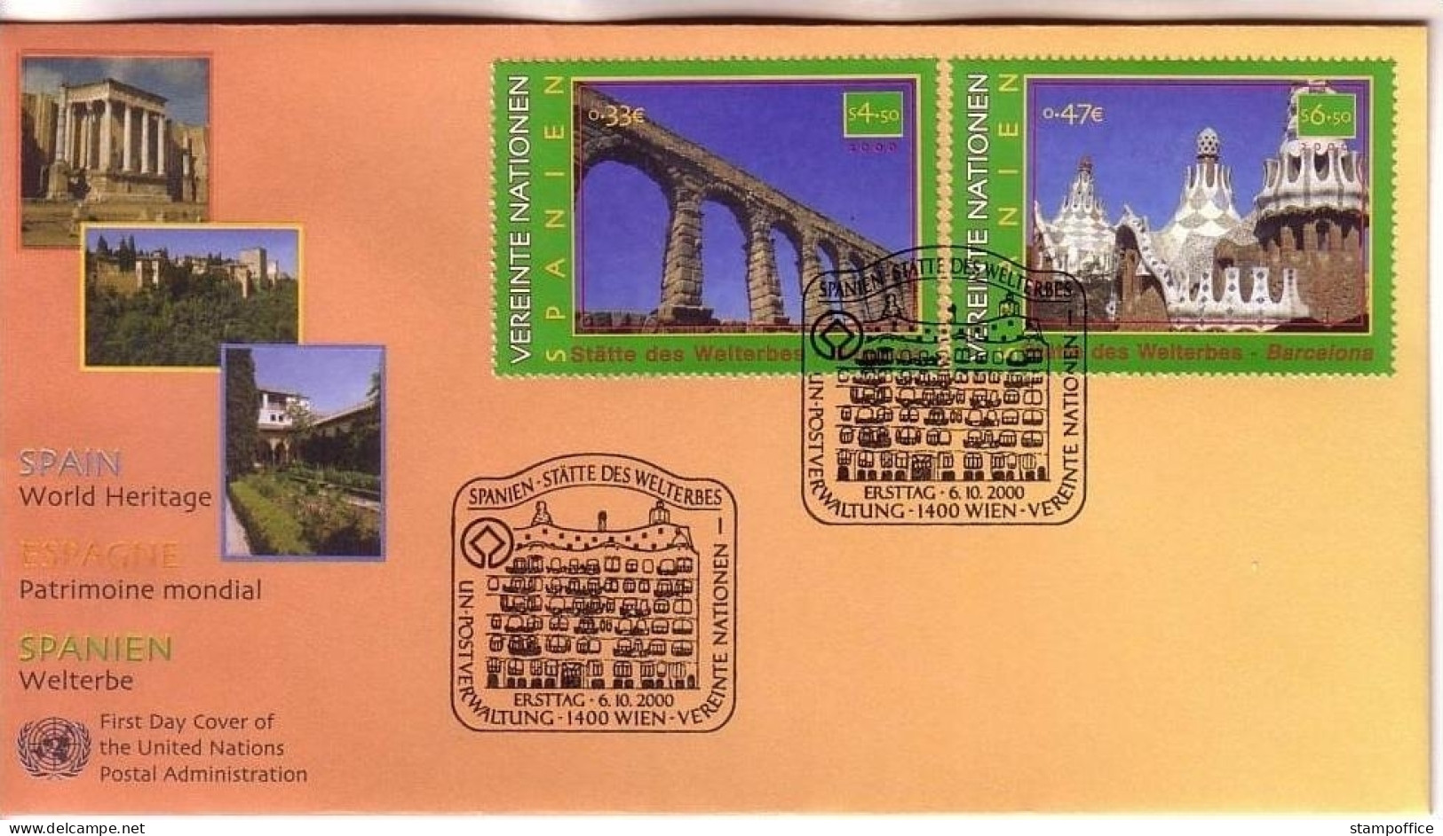 UNO WIEN MI-NR. 317-318 FDC UNESCO WELTERBE SPANIEN 2000 - FDC