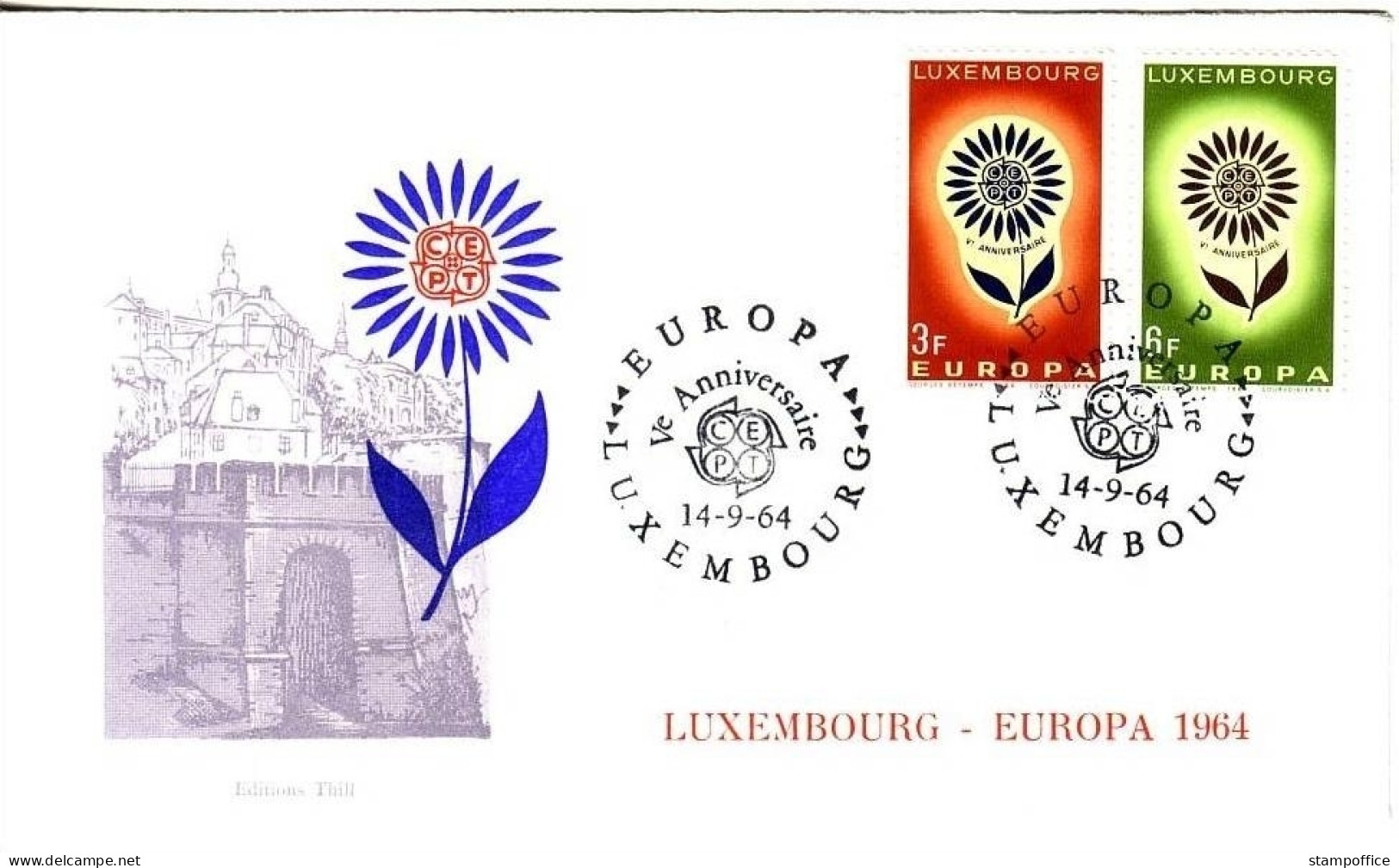 LUXEMBOURG MI-NR. 697-698 FDC EUROPA CEPT 1964 STILISIERTE BLUME - 1964