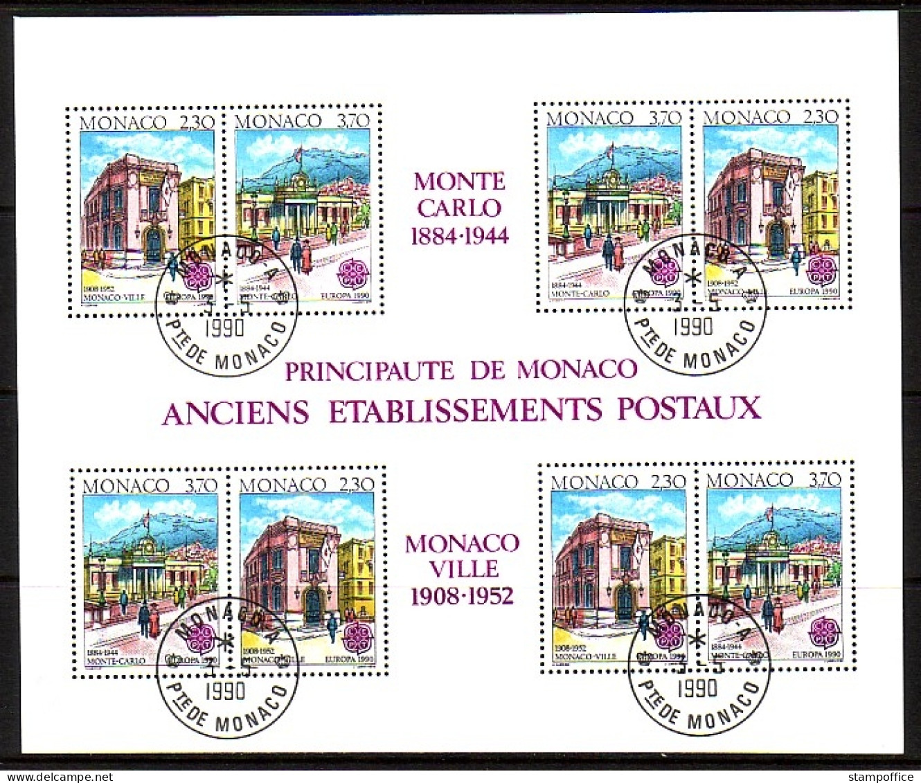 MONACO BLOCK 47 GESTEMPELT(USED) EUROPA 1990 POSTALISCHE EINRICHTUNGEN - 1990