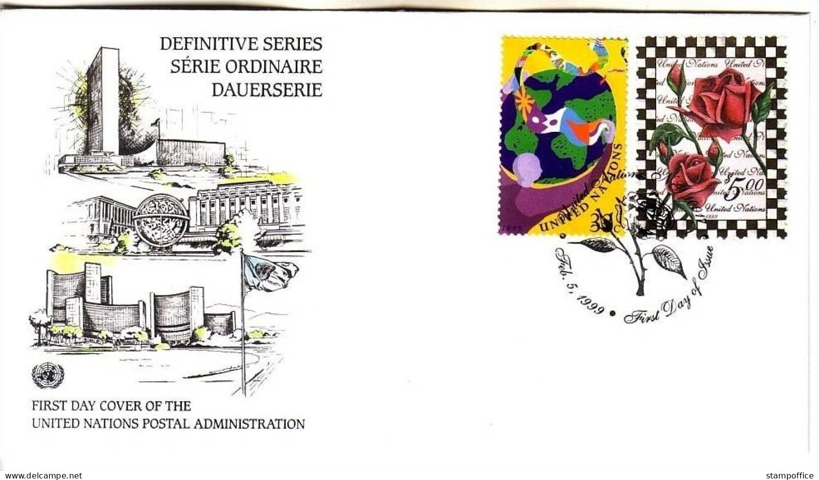 UNO NEW YORK MI-NR. 805-806 FDC DAUERMARKEN 1999 ROSEN - FDC