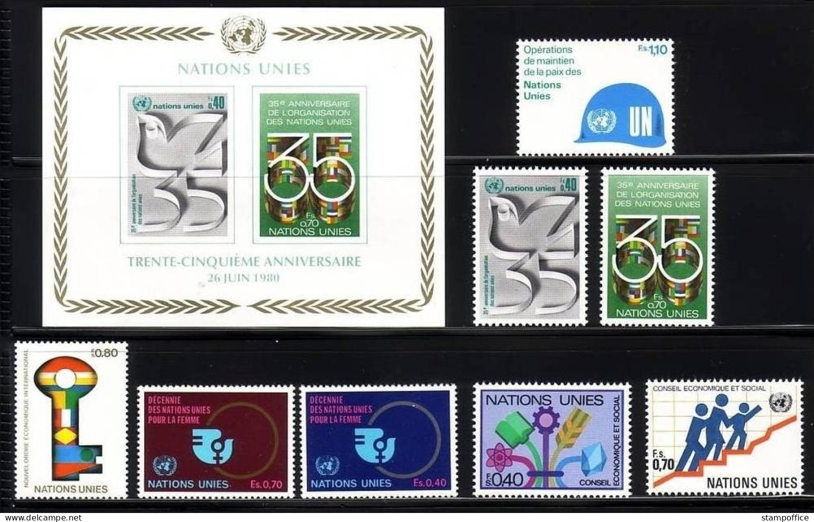 UNO GENF JAHRGANG 1980 POSTFRISCH(MINT) MI-NR. 88-95 MIT BLOCK 2 - Nuevos